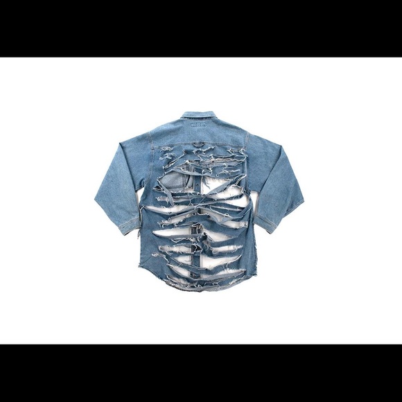 Custom made Unisex Denim Button Up Size Large - Picture 2 of 2